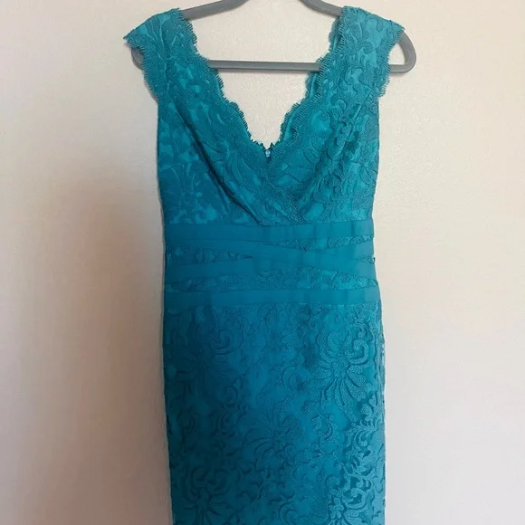 Tadashi Shoji turquoise lace dress formal - Picture 1 of 5